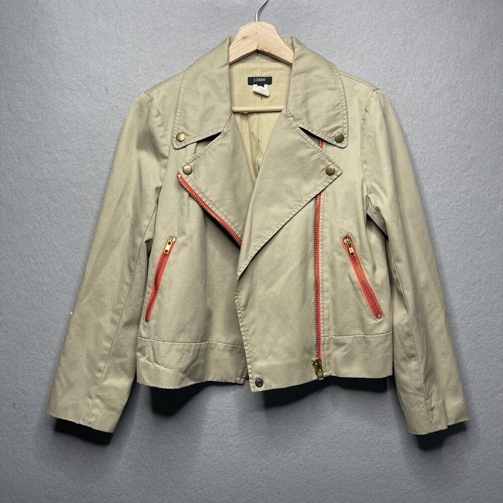 J.Crew Womens Beige Cotton Moto Jacket Size 6